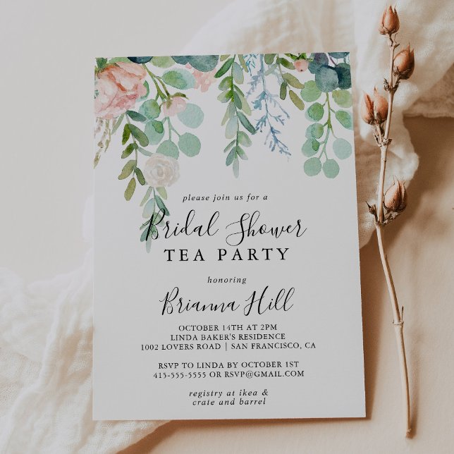 Colourful Tropical Floral Bridal Shower Tea Party Invitation (Creator Uploaded)