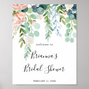 Colourful Tropical Floral Bridal Shower Welcome Poster