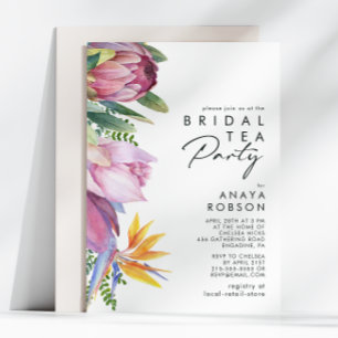 Colourful Tropical Floral   Bridal Tea Party Invitation