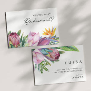 Colourful Tropical Floral Bridesmaid Proposal Card