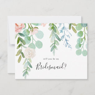 Colourful Tropical Floral Bridesmaid Proposal Card