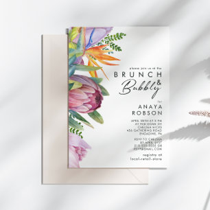 Colourful Tropical Floral   Brunch and Bubbly Invitation