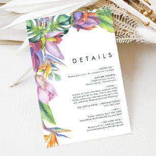 Colourful Tropical Floral Details Enclosure Card