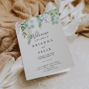 Colourful Tropical Floral Folded Wedding Program
