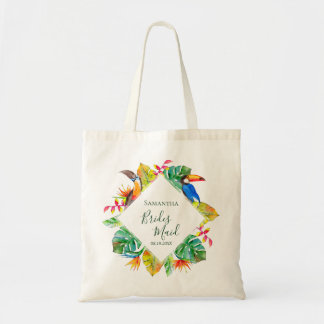 Colourful Tropical Floral Frame Wedding Tote Bag