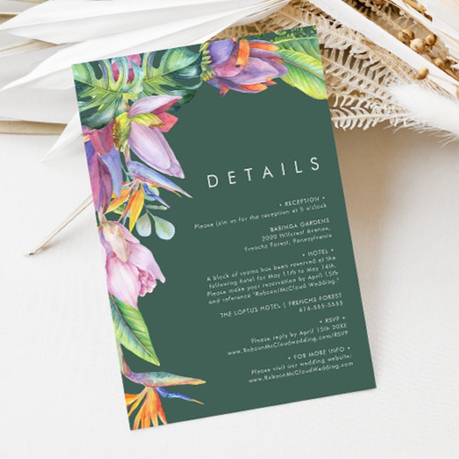 Colourful Tropical Floral | Green Details Enclosure Card (Creator Uploaded)