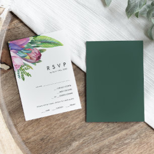 Colourful Tropical Floral   Green Menu Choice RSVP