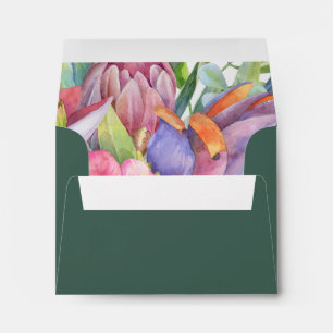 Colourful Tropical Floral Green Self Addressed RSV Envelope