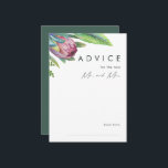 Colourful Tropical Floral Green Wedding Advice Car Card<br><div class="desc">This colourful tropical floral green wedding advice card is perfect for your modern boho destination green, purple, peach wedding. Design features an elegant bouquet of classic beach watercolor greenery and flowers, including sage green eucalyptus, mauve and red protea, blush pink hibiscus, orange and blue bird of paradise, and dark green...</div>