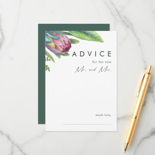 Colourful Tropical Floral Green Wedding Advice Car Card