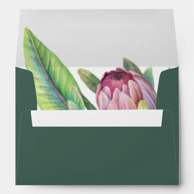 Colourful Tropical Floral Green Wedding Invitation Envelope (Back (Bottom))