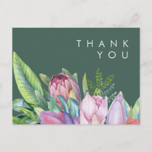 Colourful Tropical Floral   Green wedding Thank Yo Postcard