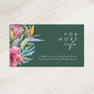 Colourful Tropical Floral Green Wedding Website Enclosure Card
