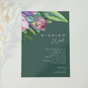 Colourful Tropical Floral Green Wishing Well Enclosure Card