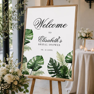 Colourful Tropical Floral Greenery bridal shower Poster