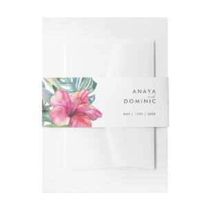 Colourful Tropical Floral Invitation Belly Band