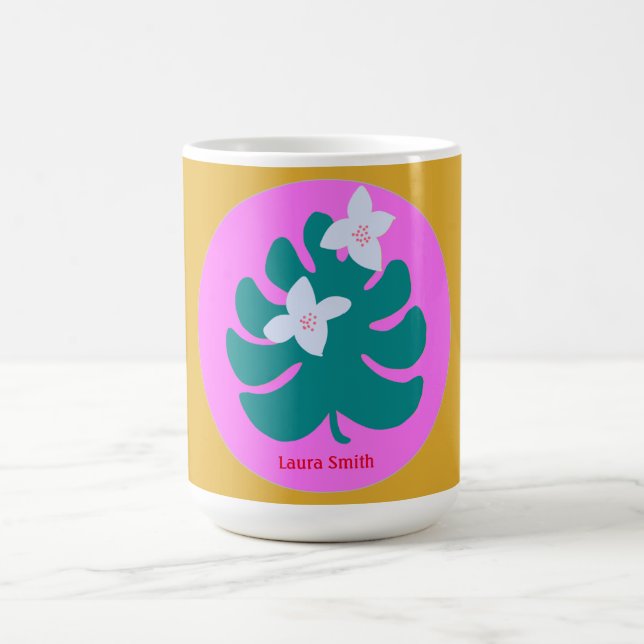 Colourful tropical floral modern name Mug (Center)