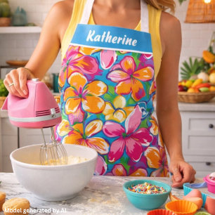 Colourful Tropical Floral Pattern Apron
