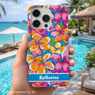 Colourful Tropical Floral Pattern iPhone 15 Pro Case