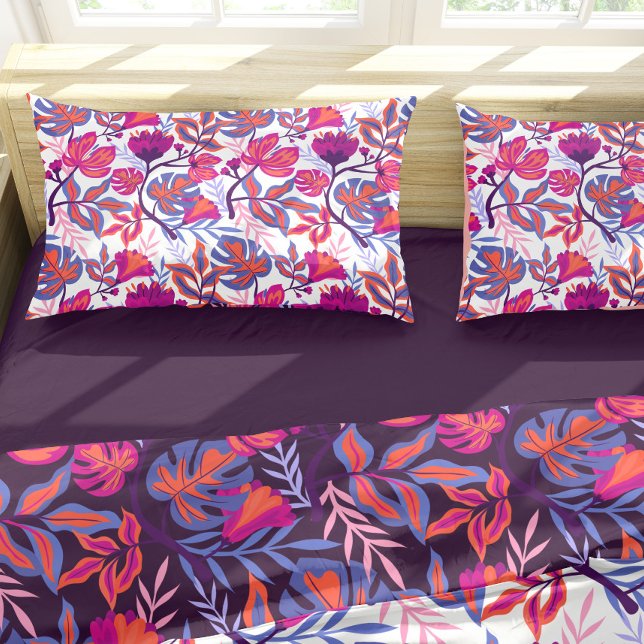 Colourful, Tropical Floral Pattern Pillowcase (Creator Uploaded)