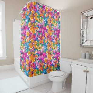 Colourful Tropical Floral Pattern Shower Curtain