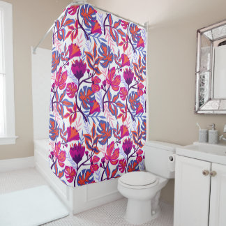 Colourful, Tropical Floral Pattern Shower Curtain