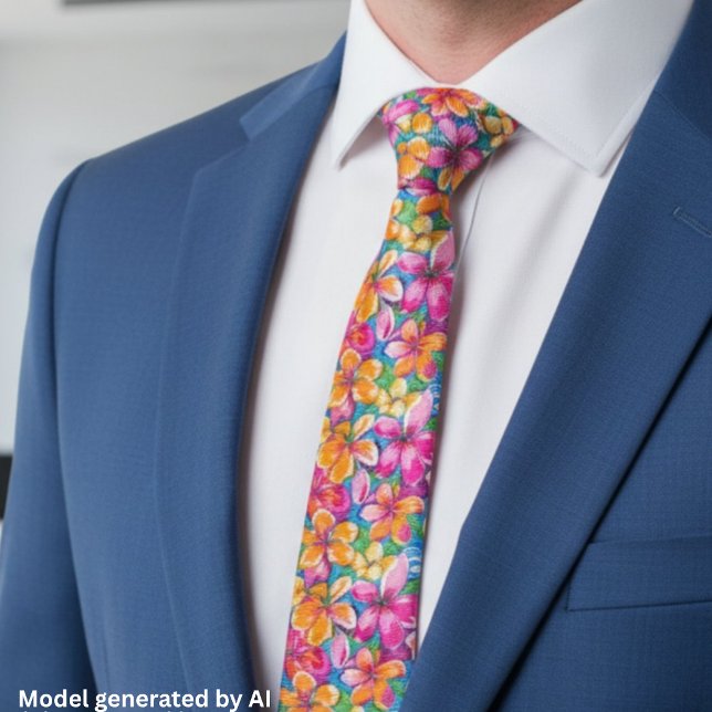 Colourful Tropical Floral Pattern Tie (Creator Uploaded)