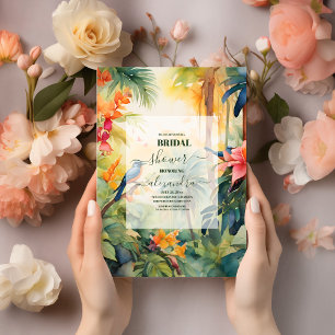 Colourful Tropical Floral   Peach Bridal Shower Invitation