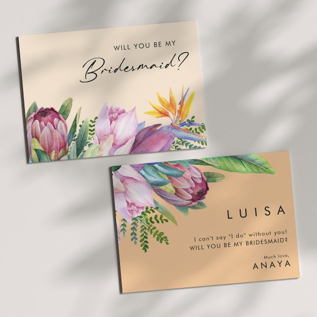 Colourful Tropical Floral Peach Bridesmaid Proposa Invitation (Creator Uploaded)