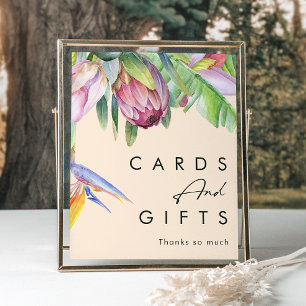 Colourful Tropical Floral Peach Cards and Gifts Poster