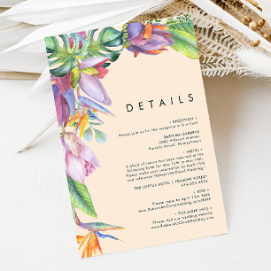 Colourful Tropical Floral Peach Details Enclosure Card