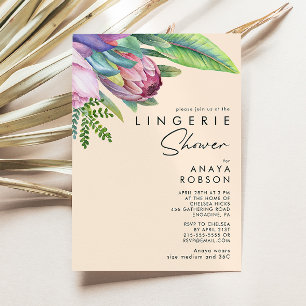 Colourful Tropical Floral Peach Lingerie Shower Invitation