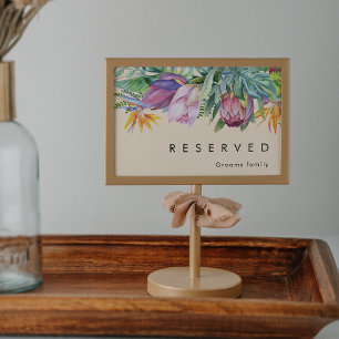 Colourful Tropical Floral   Peach Reserved Sign
