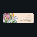 Colourful Tropical Floral | Peach Return Address Return Address Label<br><div class="desc">This colourful tropical floral | peach return address label is perfect for your modern boho destination, green, purple, peach wedding. Design features an elegant bouquet of classic beach watercolor greenery and flowers that may include sage green eucalyptus, mauve and red protea, blush pink hibiscus, orange and blue bird of paradise,...</div>