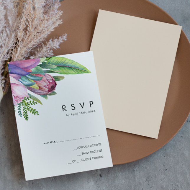 Colourful Tropical Floral | Peach RSVP Card (Creator Uploaded)