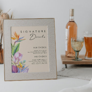 Colourful Tropical Floral | Peach Signature Drinks Poster