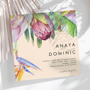 Colourful Tropical Floral   Peach Square Wedding Invitation