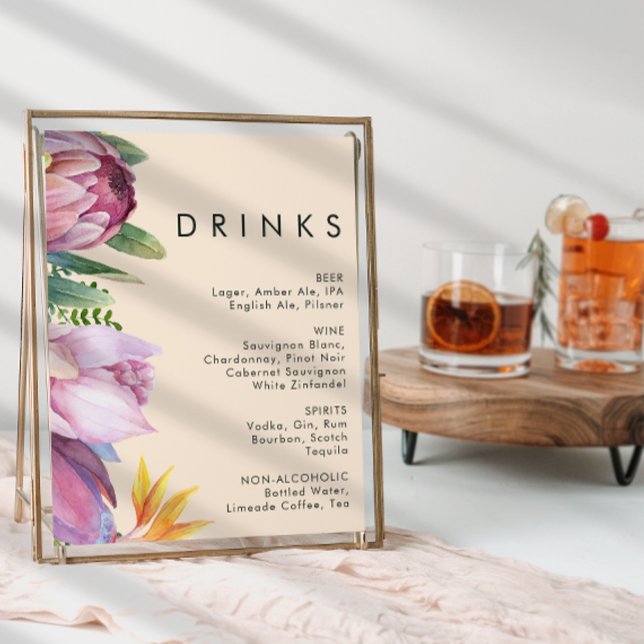 Colourful Tropical Floral | Peach Wedding Drinks Poster (Creator Uploaded)