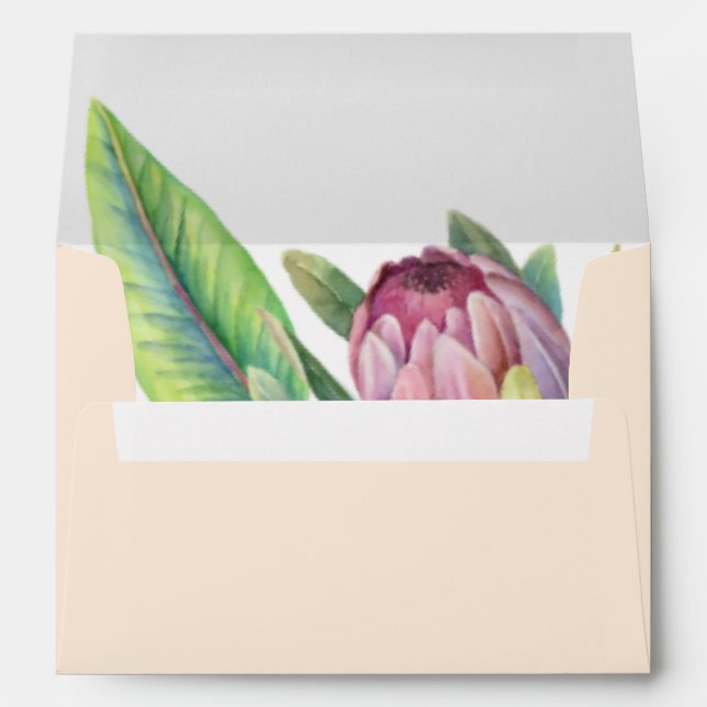 Colourful Tropical Floral Peach Wedding Invitation Envelope (Back (Bottom))