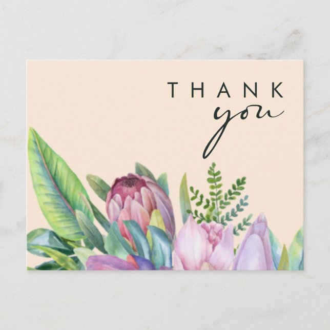 Colourful Tropical Floral | Peach Wedding Thank Yo Postcard (Front)