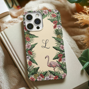 Colourful Tropical Floral Pink Flamingo & Hibiscus iPhone 16 Pro Case