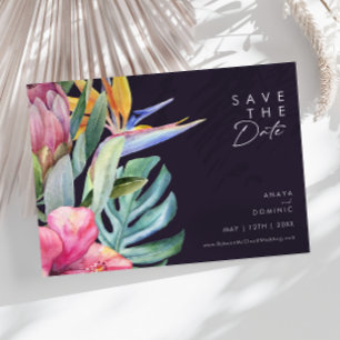 Colourful Tropical Floral Purple Horizontal Save The Date