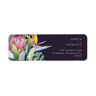 Colourful Tropical Floral   Purple Return Address Return Address Label