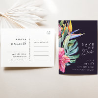 Colourful Tropical Floral | Purple Save The Date