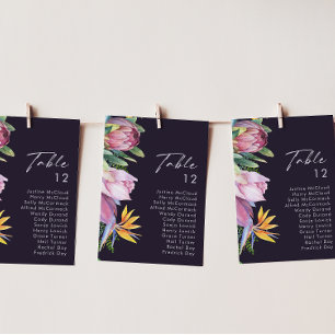 Colourful Tropical Floral Purple Table Number Char