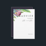 Colourful Tropical Floral Purple Wedding Advice Card<br><div class="desc">This colourful tropical floral purple wedding advice card is perfect for your modern boho destination green, purple, peach wedding. Design features an elegant bouquet of classic beach watercolor greenery and flowers, including sage green eucalyptus, mauve and red protea, blush pink hibiscus, orange and blue bird of paradise, and dark green...</div>