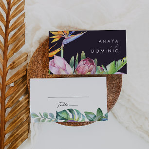 Colourful Tropical Floral Purple Wedding Place Card