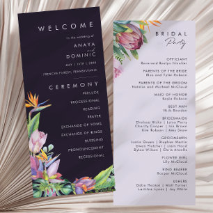 Colourful Tropical Floral   Purple Wedding Program
