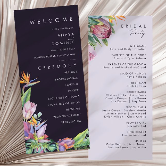 Colourful Tropical Floral | Purple Wedding Program (Creator Uploaded)