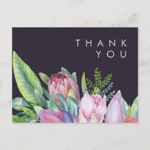 Colourful Tropical Floral Purple wedding Thank You Postcard